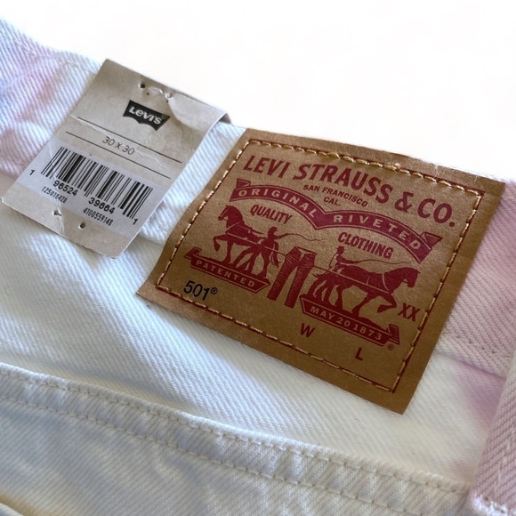 NWT LEVIS Strauss 501 Button Fly High Waist Straight Jean 30x 30 White …Hippie - Picture 3 of 16